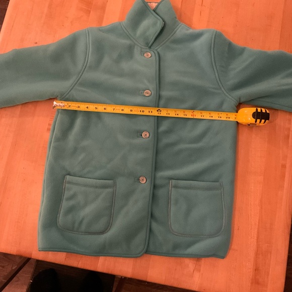 Denim & Co Turquoise Fleece Jacket Sherpa Collar Cozy Casual Button Front - Picture 15 of 16